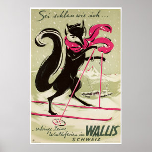 Wallis, Wallis, Schweiz, Skiplakat Poster