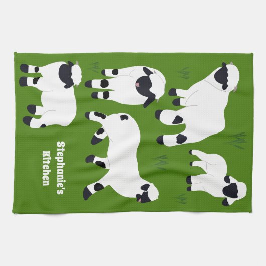 Walliser Schaf Personalisierte Bauern Geschirrtuch (Horizontal)