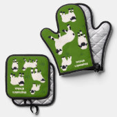Walliser Schaf Personalisierte Bauern Ofenhandschuh & Topflappen-Set (Vorderseite/Rückseite)