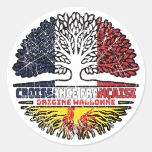 Wallonie Wallonien Französisch-Frankreich Tree Roo Runder Aufkleber