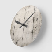 WALLP AUS WEISS-WASCHTEXTURIERTEM HOLZ RUNDE WANDUHR (Winkel)