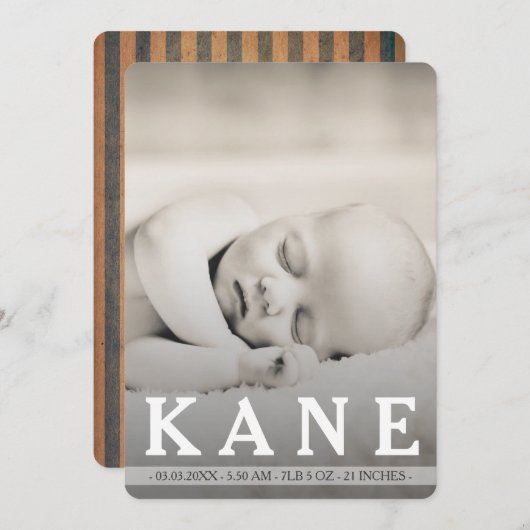 Wallpaper Baby Boy Geburtsankündigung Foto-Karte Ankündigung (Vorne/Hinten)