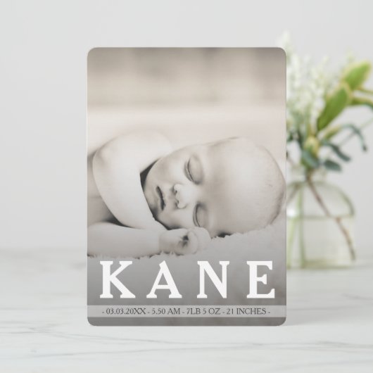 Wallpaper Baby Boy Geburtsankündigung Foto-Karte Ankündigung (Stehend Vorderseite)