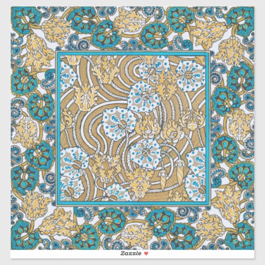 Wallpaper "Cyclamen blue art nouveau" Aufkleber (Blatt)