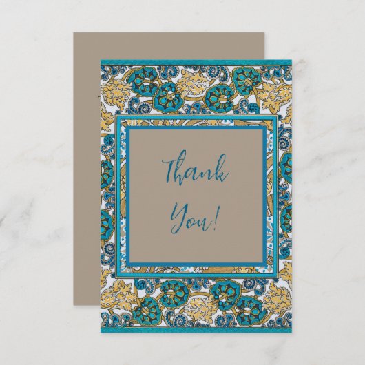 Wallpaper "Cyclamen blue art nouveau" Dankeskarte (Vorne/Hinten)