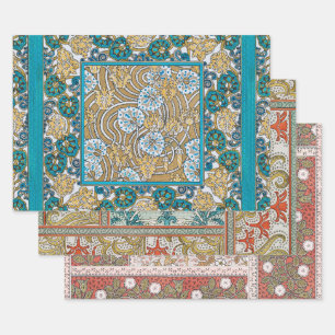 Wallpaper "Cyclamen blue art nouveau" Geschenkpapier Set