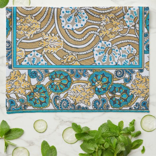 Wallpaper "Cyclamen blue art nouveau" Geschirrtuch (Gefaltet)