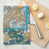 Wallpaper "Cyclamen blue art nouveau" Geschirrtuch (Viertel Falte)