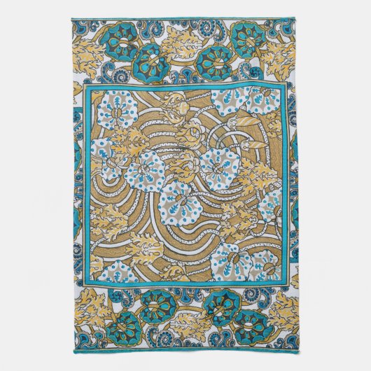 Wallpaper "Cyclamen blue art nouveau" Geschirrtuch (Vertikal)