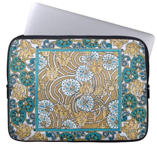 Wallpaper "Cyclamen blue art nouveau" Laptopschutzhülle (Vorderseite)