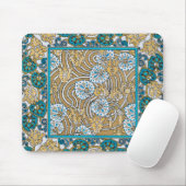Wallpaper "Cyclamen blue art nouveau" Mousepad (Mit Mouse)