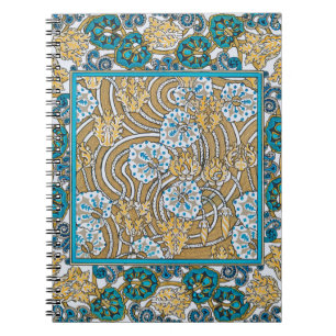 Wallpaper "Cyclamen blue art nouveau" Notizblock