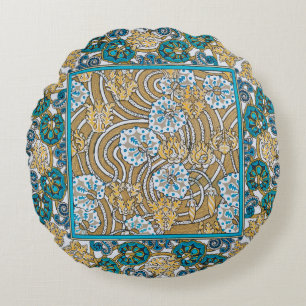 Wallpaper "Cyclamen blue art nouveau" Rundes Kissen