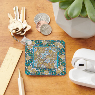 Wallpaper "Cyclamen blue art nouveau" Schlüsselanhänger