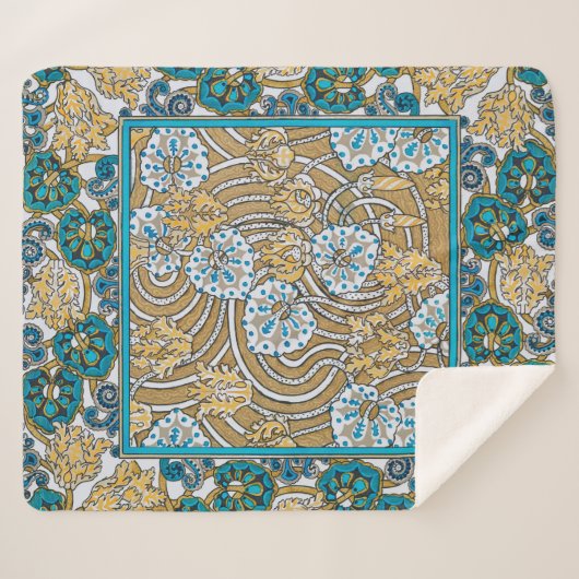 Wallpaper "Cyclamen blue art nouveau" Sherpadecke (Vorderseite (Horizontal))