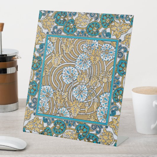 Wallpaper "Cyclamen blue art nouveau" Sockelschild (In Situ)