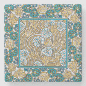 Wallpaper "Cyclamen blue art nouveau" Steinuntersetzer (Vorderseite)