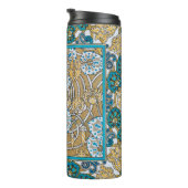 Wallpaper "Cyclamen blue art nouveau" Thermosbecher (Nach rechts gedreht)