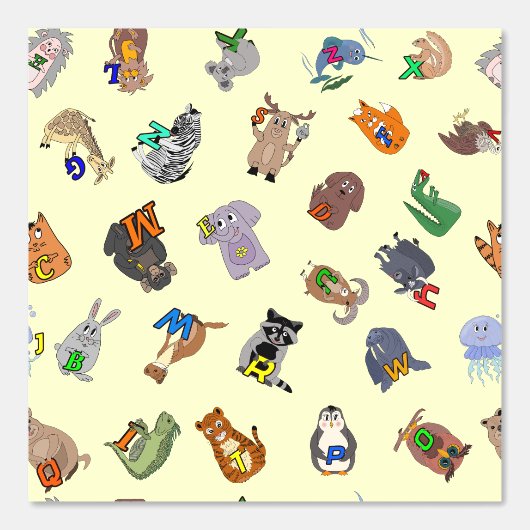 Wallpaper Educational print with a fun animal alph Tapete (Vorderseite)