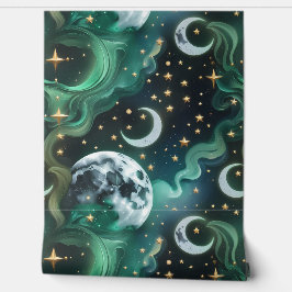 Wallpaper - Emerald Green Celestial Moon Tapete
