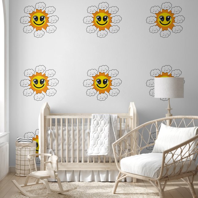 Wallpaper Happy Sun mit Wolken Tapete (Kinder)