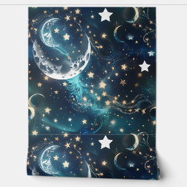 Wallpaper - Icy Blue Celestial Moon Phases Tapete