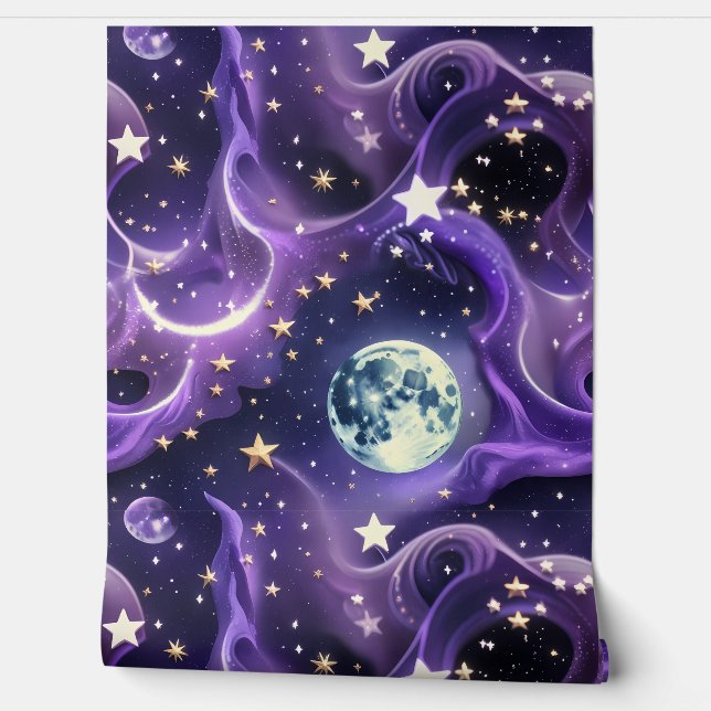 Wallpaper - Lavender Purple Celestial Moon Tapete (Abrollen)