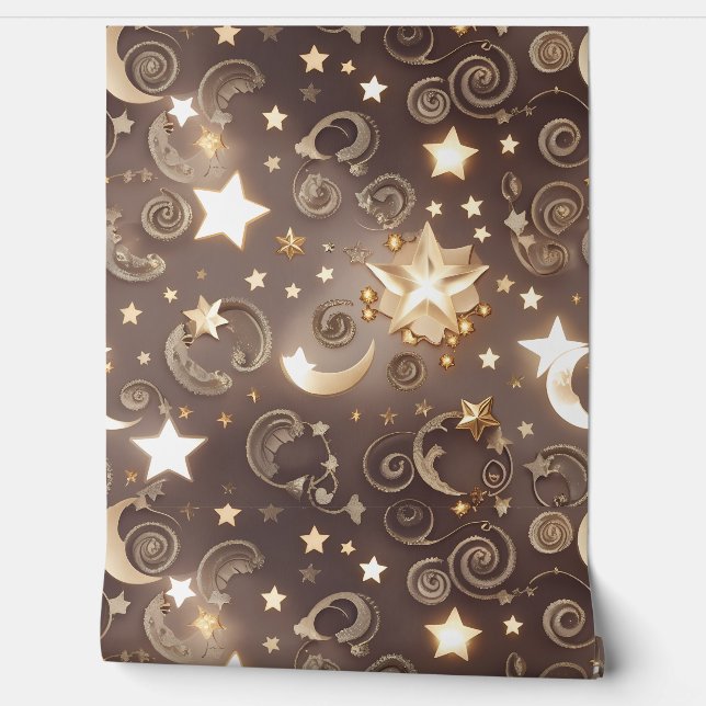 Wallpaper - Luxury Champagne Gold Celestial Moon Tapete (Abrollen)