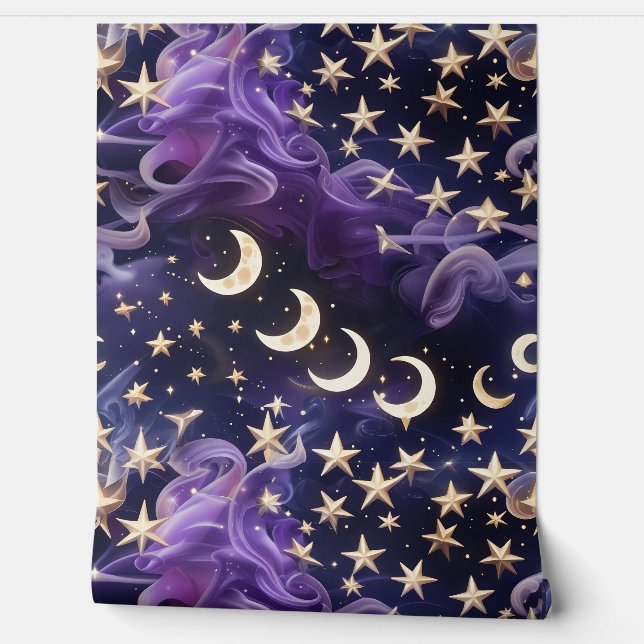 Wallpaper - Luxury Royal Amethyst Celestial Moon Tapete (Abrollen)