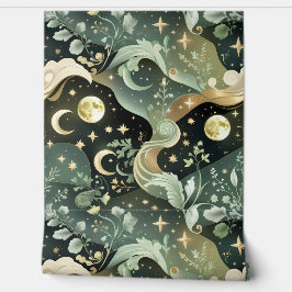 Wallpaper - Sage Green Celestial Moon Tapete