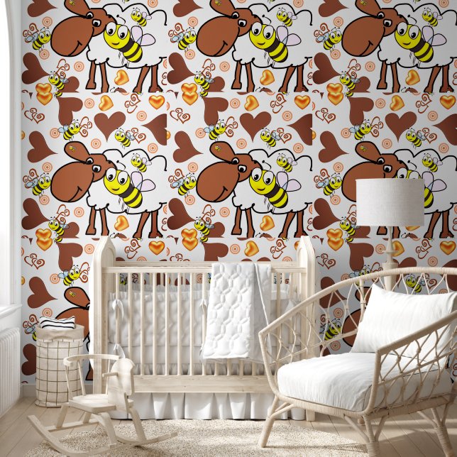 Wallpaper Sheep & Bumblebee Tapete (Kinder)