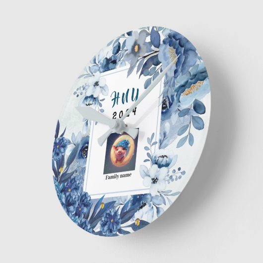 WALLSCHLIESSEN IN BLAU UND WEISS RUNDE WANDUHR (Winkel)