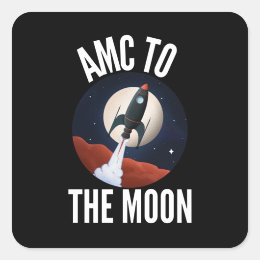 Wallstreetbets AMC - Amc to the Moon Quadratischer Aufkleber (Vorderseite)