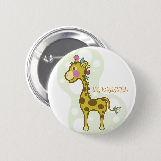 Wally der Giraffen-Charakter Button (Vorne & Hinten)