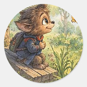 Wally der Werwolf Runder Aufkleber