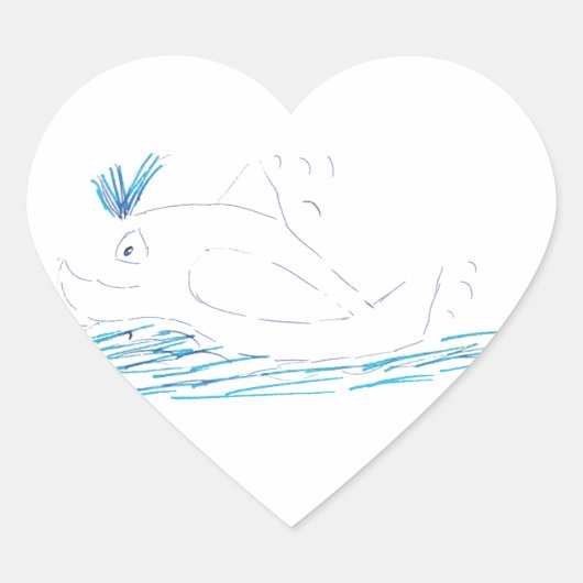 Wally Whale Heart Sticker (Vorderseite)
