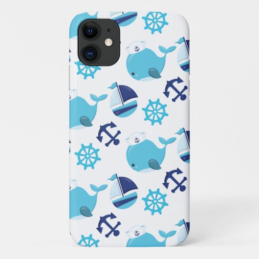 Walmuster, Niedliche Wale, Blauwale Case-Mate iPhone Hülle (Rückseite)