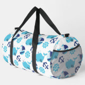 Walmuster, Niedliche Wale, Blauwale Duffle Bag (Rechte Ecke)