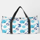 Walmuster, Niedliche Wale, Blauwale Duffle Bag (Rückseite)