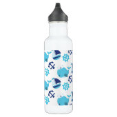 Walmuster, Niedliche Wale, Blauwale Edelstahlflasche (Rechts)