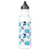 Walmuster, Niedliche Wale, Blauwale Edelstahlflasche (Links)