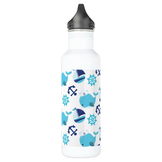 Walmuster, Niedliche Wale, Blauwale Edelstahlflasche (Links)