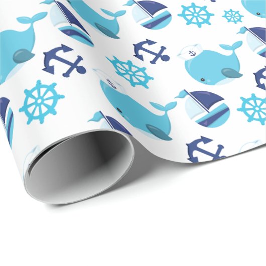 Walmuster, Niedliche Wale, Blauwale Geschenkpapier (Rolleneckpunkt)