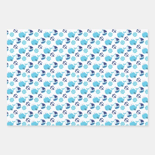 Walmuster, Niedliche Wale, Blauwale Geschenkpapier Set (Vorderseite 2)