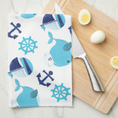 Walmuster, Niedliche Wale, Blauwale Geschirrtuch (Viertel Falte)