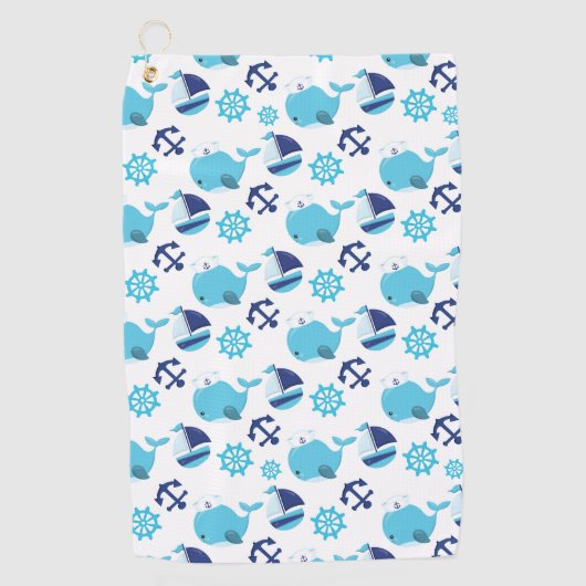 Walmuster, Niedliche Wale, Blauwale Golfhandtuch (Vorderseite)
