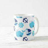 Walmuster, Niedliche Wale, Blauwale Kaffeetasse (VorderseiteRechts)