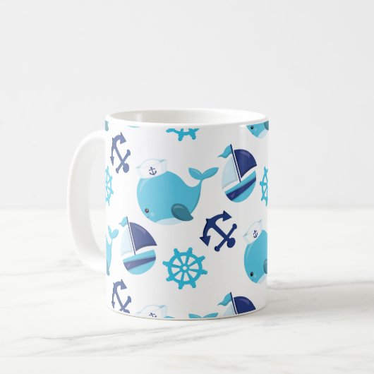 Walmuster, Niedliche Wale, Blauwale Kaffeetasse (Vorderseite Links)