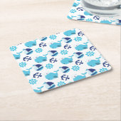 Walmuster, Niedliche Wale, Blauwale Rechteckiger Pappuntersetzer (angewinkelt)