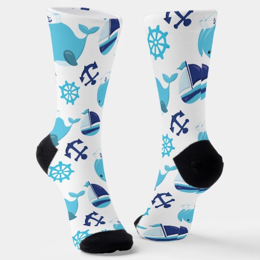 Walmuster, Niedliche Wale, Blauwale Socken (Gewinkelt)